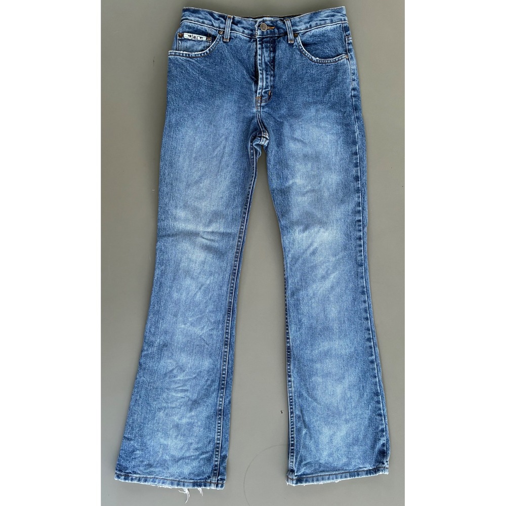 Vintage lei Recycled Denim High Waist Flare Jeans Distressed Size 7 Y2K